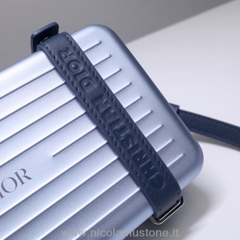γνήσιας ποιότητας Christian Dior X Rimowa θήκη χειρός προσωπική τσάντα συμπλέκτη 20cm αλουμινίου άνοιξη/καλοκαίρι 2021 συλλογή μπλε