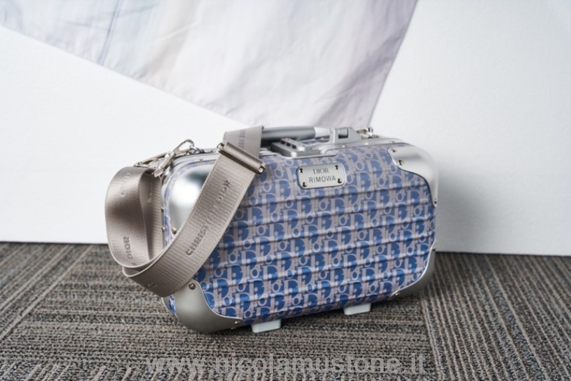 γνήσιας ποιότητας Christian Dior X Rimowa λοξή τσάντα χειρός 36cm αλουμινίου άνοιξη/καλοκαίρι 2021 συλλογή μπλε