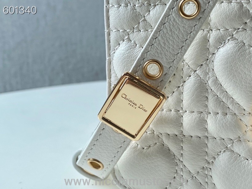 γνήσιας ποιότητας Christian Dior Dioramour Caro τσάντα 20cm χρυσό δέρμα από δέρμα αρνιού συλλογή άνοιξη/καλοκαίρι 2021 λευκό