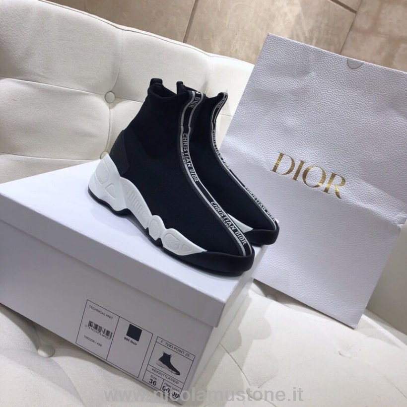 αυθεντικής ποιότητας Christian Dior F τεχνικά πλεκτά Sneakers δύο πόντων μηδέν σε μαύρο χρώμα