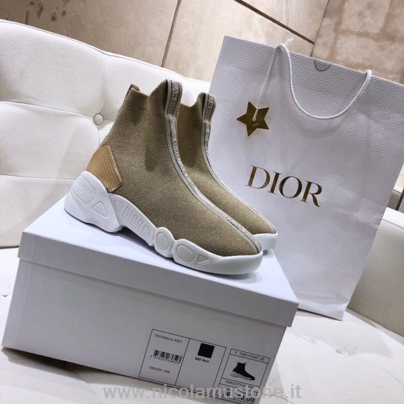 αυθεντικής ποιότητας Christian Dior F τεχνικά πλεκτά Sneakers δύο πόντων μηδέν χρυσό άνοιξη/καλοκαίρι 2019