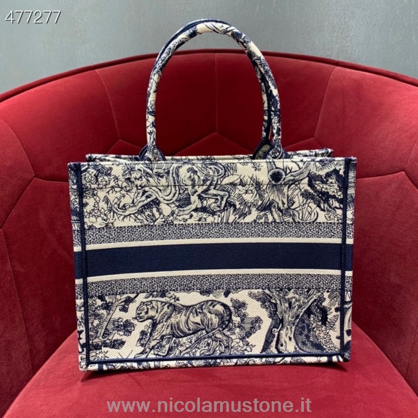 αυθεντικής ποιότητας Christian Dior Zodiac Book Tote Bag 38cm κέντημα καμβάς συλλογή άνοιξη/καλοκαίρι 2021 μπλε/λευκό