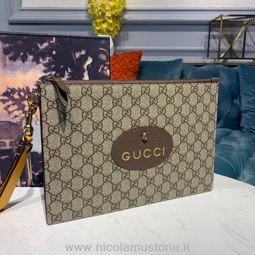 γνήσιας ποιότητας Gucci Gucissima μοτίβο θήκη με φερμουάρ 30cm δερμάτινη επένδυση καμβάς συλλογή φθινόπωρο/χειμώνας 2019 κίτρινο