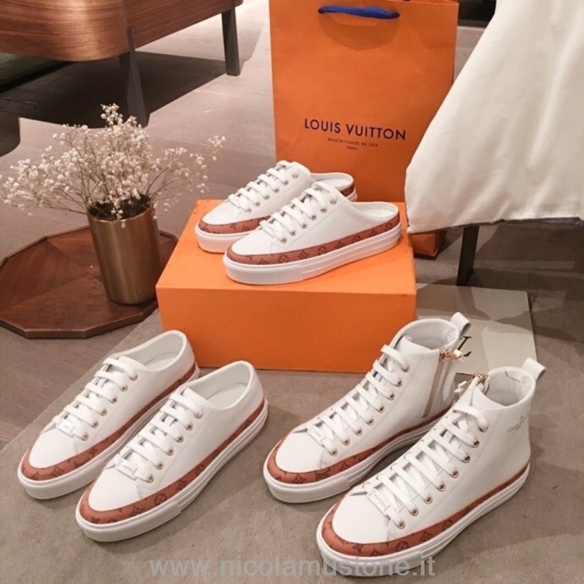 γνήσιας ποιότητας Louis Vuitton Stellar Mule Sneakers δέρμα μοσχαριού συλλογή άνοιξη/καλοκαίρι 2020 1a87f3 μαύρισμα/λευκό