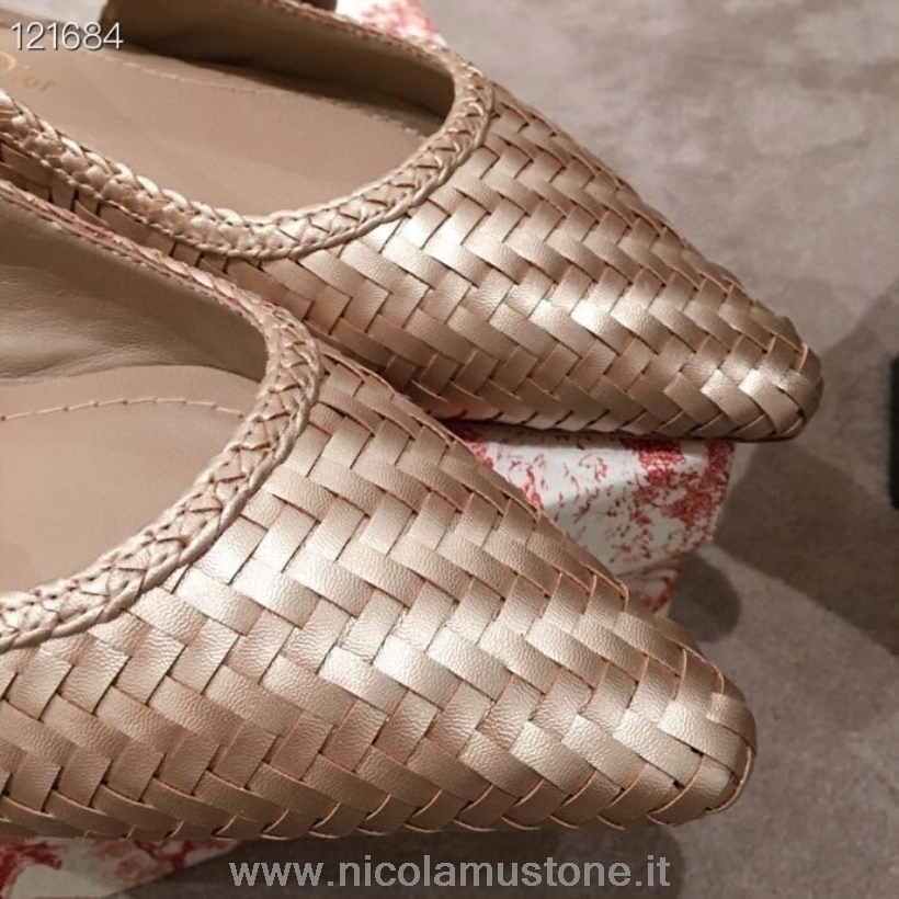 πρωτότυπης ποιότητας Christian Dior Sweet-d υφαντές αντλίες δέρμα μοσχαριού άνοιξη/καλοκαίρι 2020 συλλογή χρυσό