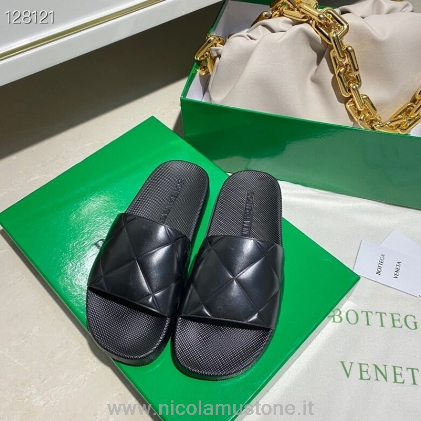 γνήσια ποιότητα Bottega Veneta Intrecciato λαστιχένιες διαφάνειες φθινόπωρο/χειμώνας 2020 συλλογή μαύρο