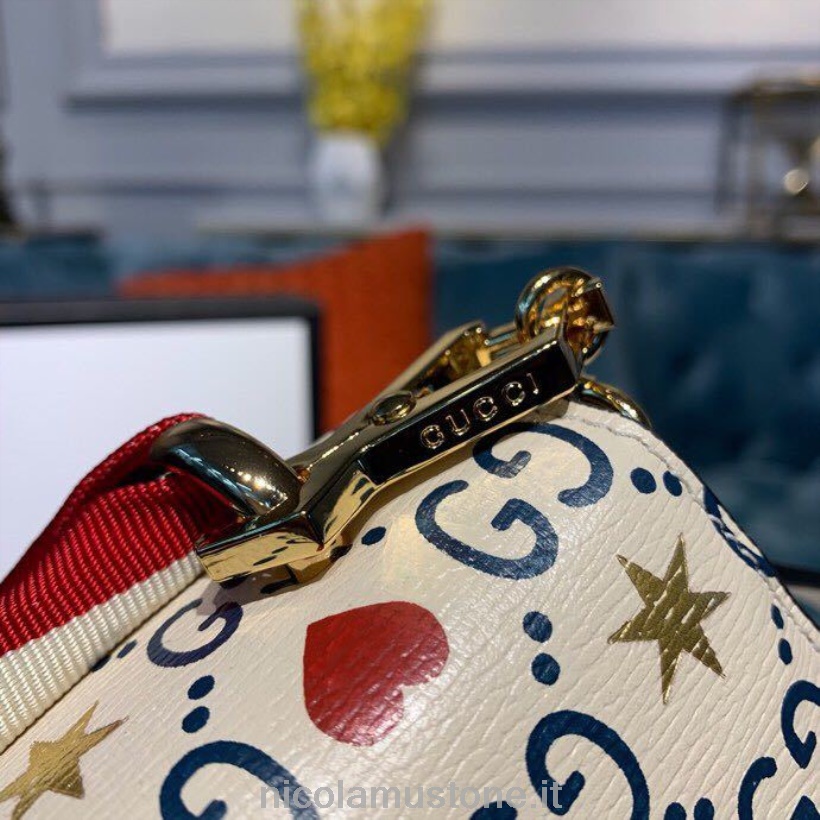 γνήσιας ποιότητας Gucci κινέζικη τσάντα ώμου για την ημέρα του Αγίου Βαλεντίνου Sylvie 25cm 524405 δέρμα μοσχαριού συλλογή άνοιξη/καλοκαίρι 2019 λευκό/κόκκινο
