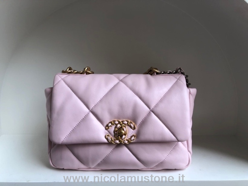 αρχικής ποιότητας Chanel 19 Flap Bag δερμάτινο δέρμα αρνιού άνοιξη/καλοκαίρι 2022 Act 1 συλλογή ανοιχτό ροζ