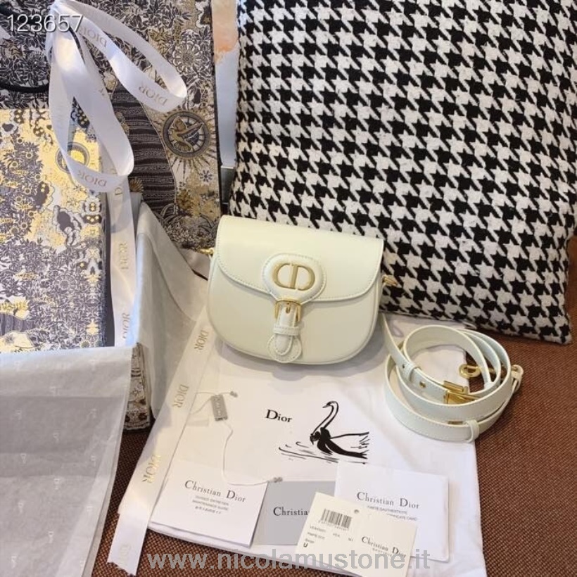 αρχικής ποιότητας Christian Dior Bobby τσάντα 18 εκ δέρμα μοσχαριού χρυσό υλικό συλλογή φθινόπωρο/χειμώνας 2020 λευκό
