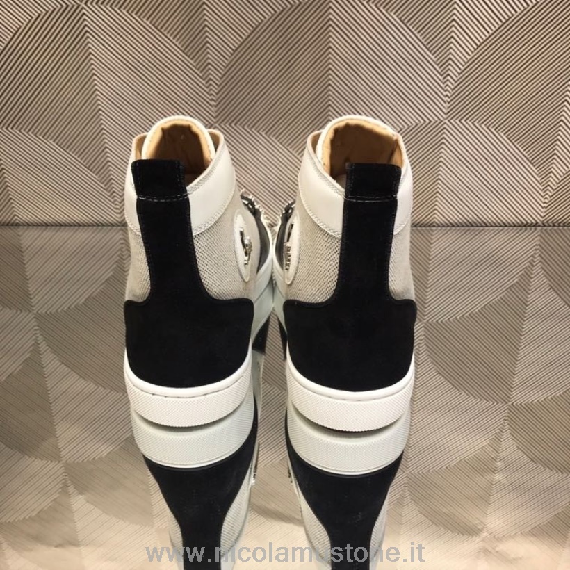 γνήσιας ποιότητας Christian Louboutin Lou καμβάς/αντρικά αθλητικά παπούτσια με ψηλό ύφασμα ανδρικά παπούτσια από δέρμα μοσχαριού συλλογή φθινόπωρο/χειμώνας 2021 μπεζ/μαύρο