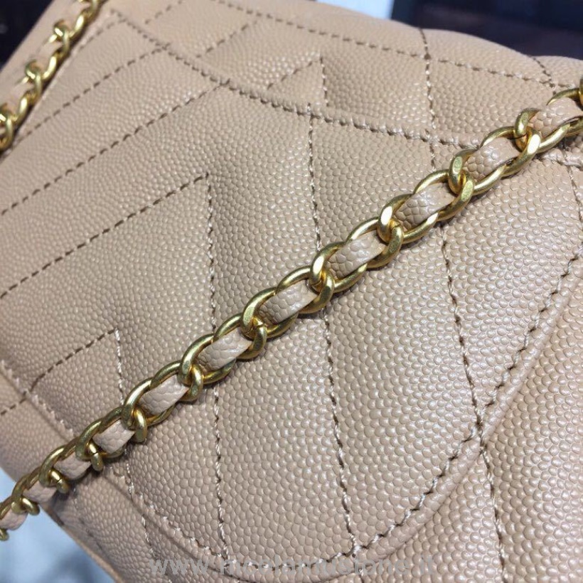 γνήσιας ποιότητας Chanel Coco λαβή Chevron τσάντα 23cm με λαβή σαύρας δέρμα μοσχαριού με κόκκους χρυσό υλικό άνοιξη/καλοκαίρι 2019 πράξη 1 συλλογή μπεζ