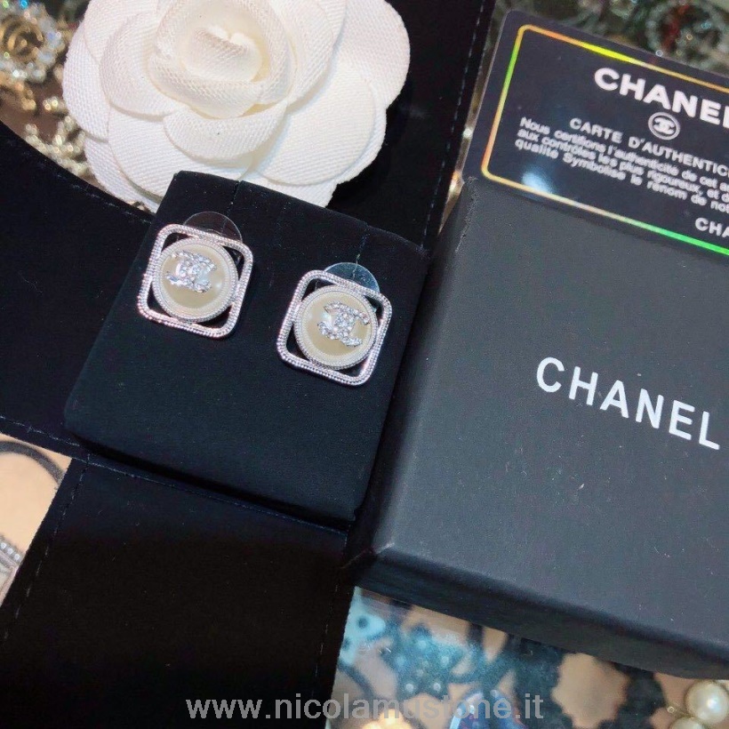 γνήσιας ποιότητας Chanel τετράγωνα μαργαριτάρια καρφωτά σκουλαρίκια 92375 συλλογή άνοιξη/καλοκαίρι 2020 ασήμι