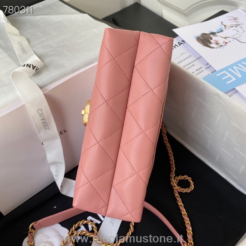 γνήσιας ποιότητας Chanel Flap Bag 22cm As3011 χρυσό Hardware δέρμα μοσχαριού φθινόπωρο/χειμώνας 2021 συλλογή ροζ
