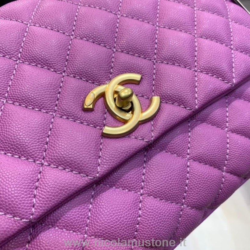γνήσιας ποιότητας Chanel Coco λαβή καπιτονέ τσάντα 28cm δέρμα χαβιάρι χρυσό υλικό άνοιξη/καλοκαίρι 2020 πράξη 1 συλλογή μωβ