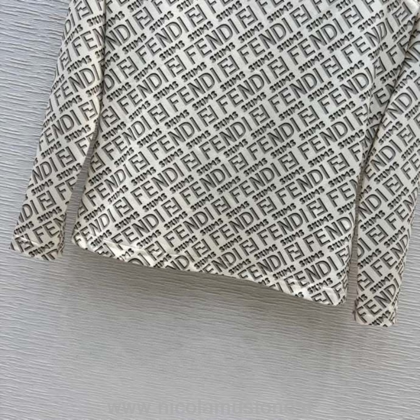 αρχικής ποιότητας Fendi X Skims εφαρμοστό λεπτό μακρυμάνικο πουκάμισο φθινόπωρο/χειμώνας 2021 συλλογή λευκό
