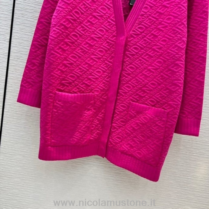 γνήσιας ποιότητας Fendi X Skims ανάγλυφη πλεκτή ζακέτα φθινόπωρο/χειμώνας 2021 συλλογή ροζ