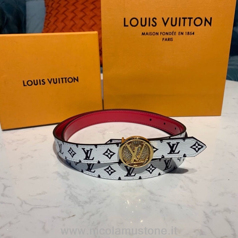 γνήσιας ποιότητας Louis Vuitton στρασάκι κύκλο πλάκα 20mm αναστρέψιμη ζώνη άνοιξη/καλοκαίρι 2019 συλλογή M0148w ροζ