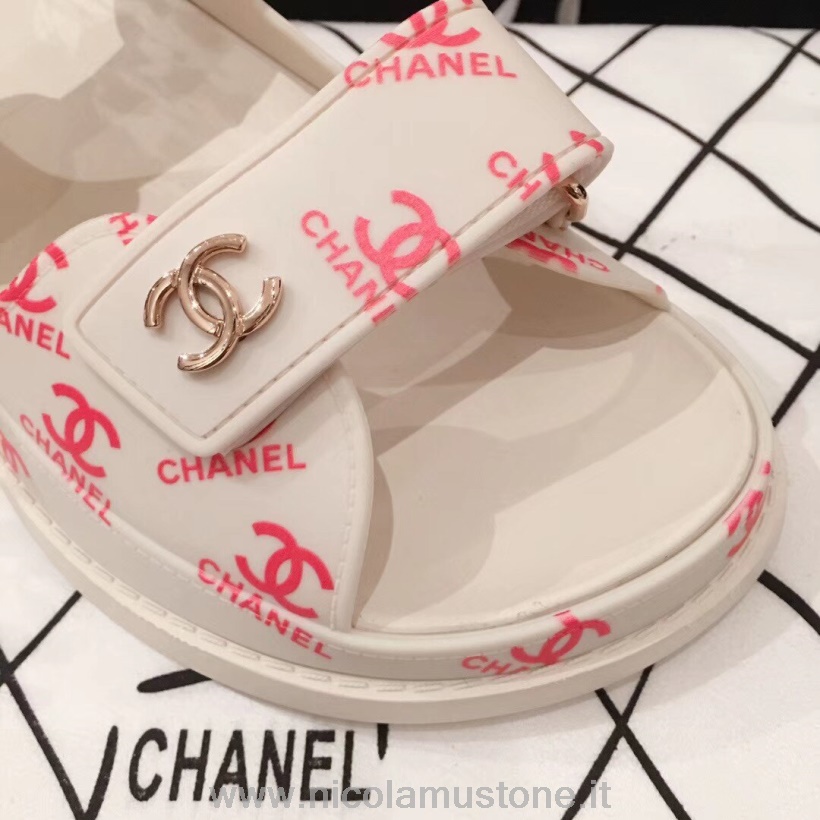 αυθεντική ποιότητα Chanel Pvc Velcro σανδάλια άνοιξη/καλοκαίρι 2020 πράξη 1 συλλογή λευκό/ροζ