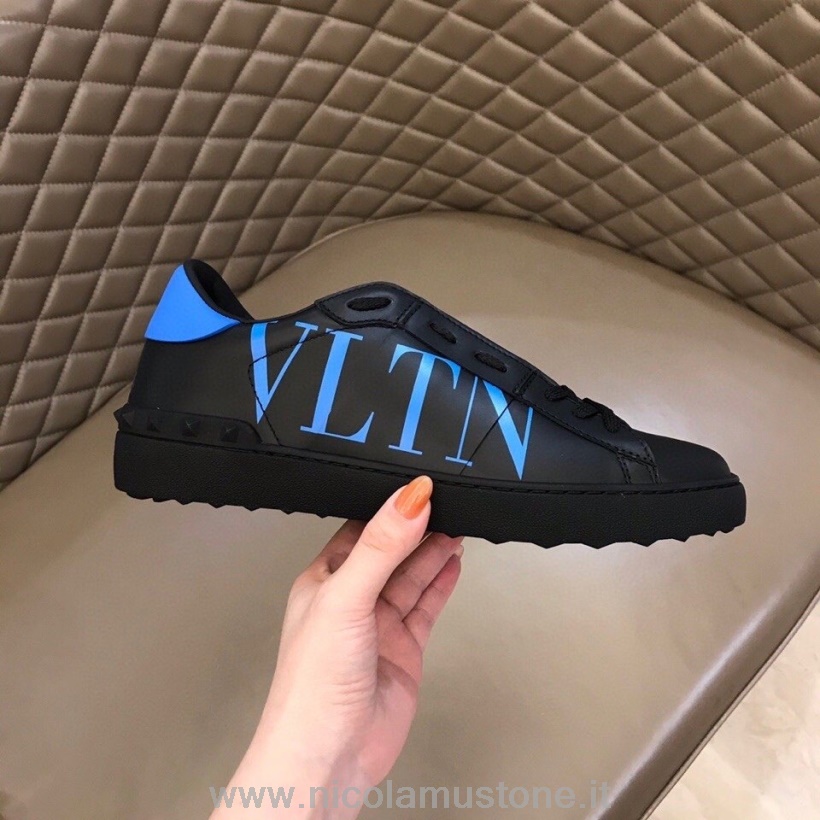 αρχικής ποιότητας βαλεντίνο ανοιχτό λογότυπο Vtln ανδρικά πάνινα παπούτσια με χαμηλή κορυφή συλλογή φθινόπωρο/χειμώνας 2020 μαύρο/μπλε