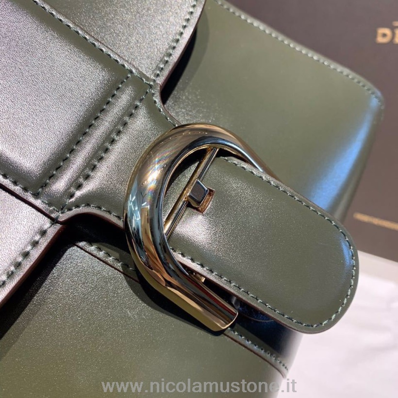 γνήσιας ποιότητας Delvaux Brillant Bb Satchel Flap τσάντα 20cm δέρμα μοσχαριού χρυσό υλικό συλλογή φθινόπωρο/χειμώνας 2019 σκούρο πράσινο