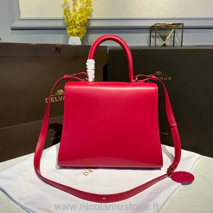 γνήσιας ποιότητας Delvaux Brillant Mm τσάντα πτερύγιο τσάντα 28cm δέρμα μοσχαριού χρυσό υλικό συλλογή φθινόπωρο/χειμώνας 2019 κόκκινο