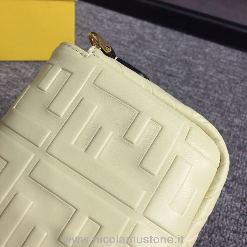 αρχικής ποιότητας Fendi Ff ανάγλυφη τσάντα μπαγκέτας 18cm συλλογή άνοιξη/καλοκαίρι 2019 κίτρινη