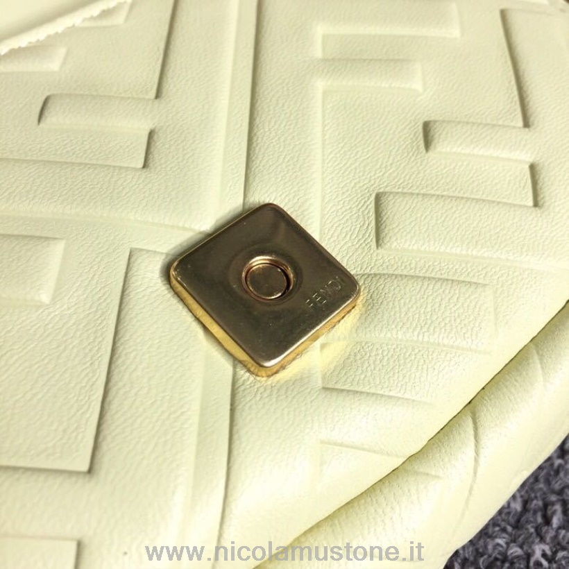 αρχικής ποιότητας Fendi Ff ανάγλυφη τσάντα μπαγκέτας 18cm συλλογή άνοιξη/καλοκαίρι 2019 κίτρινη