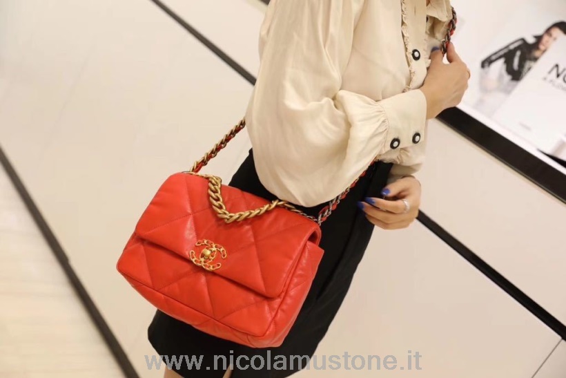 γνήσιας ποιότητας Chanel 19 Flap Bag 26cm δέρμα κατσίκας άνοιξη/καλοκαίρι 2020 πράξη 1 συλλογή κόκκινο