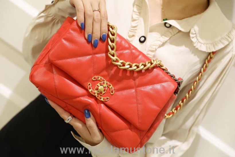 γνήσιας ποιότητας Chanel 19 Flap Bag 26cm δέρμα κατσίκας άνοιξη/καλοκαίρι 2020 πράξη 1 συλλογή κόκκινο