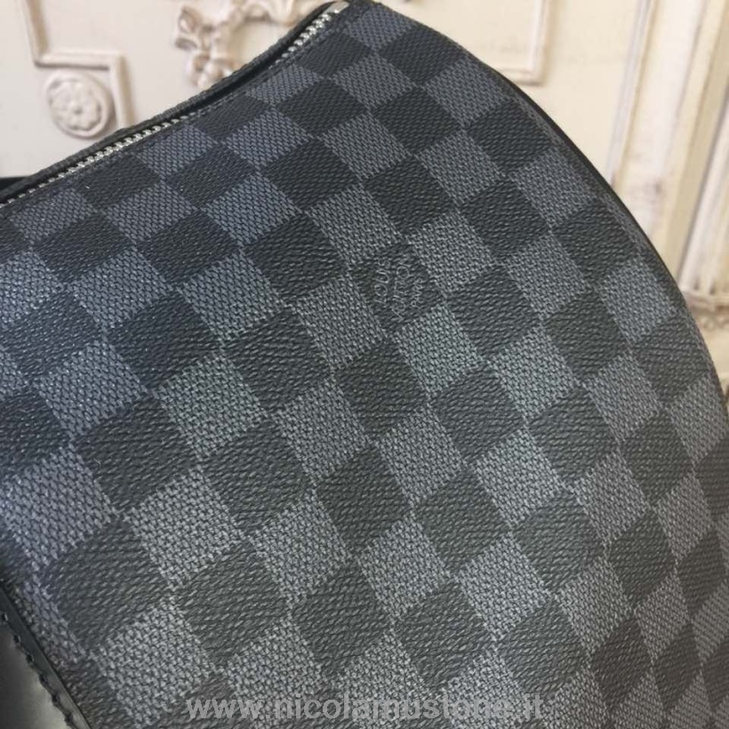 γνήσιας ποιότητας Louis Vuitton Keepall Bandouliere 45cm Damier γραφίτης καμβάς φθινόπωρο/χειμώνας 2019 συλλογή N41418 μαύρο