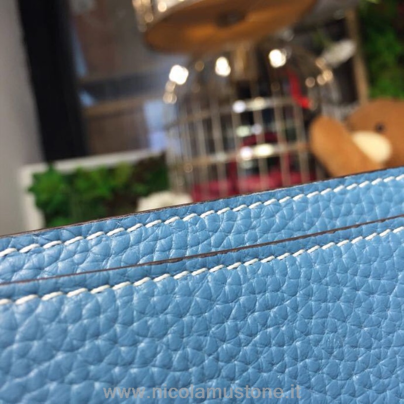 Γνήσιας ποιότητας Hermes Sac A Depeche 38cm χαρτοφύλακας επαγγελματική τσάντα Togo δέρμα μοσχαριού δέρμα παλλάδιο υλικό χειροποίητο μπλε τζιν