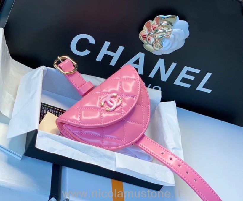 γνήσια ποιοτική τσάντα καρπού Chanel 12cm χρυσό δερμάτινο δέρμα αρνιού συλλογή ροζ άνοιξη/καλοκαίρι 2020