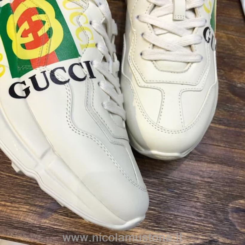 γνήσιας ποιότητας Gucci Gg Rhyton πάνινα παπούτσια 619896 δέρμα μοσχαριού άνοιξη/καλοκαίρι 2020 συλλογή σε λευκό χρώμα