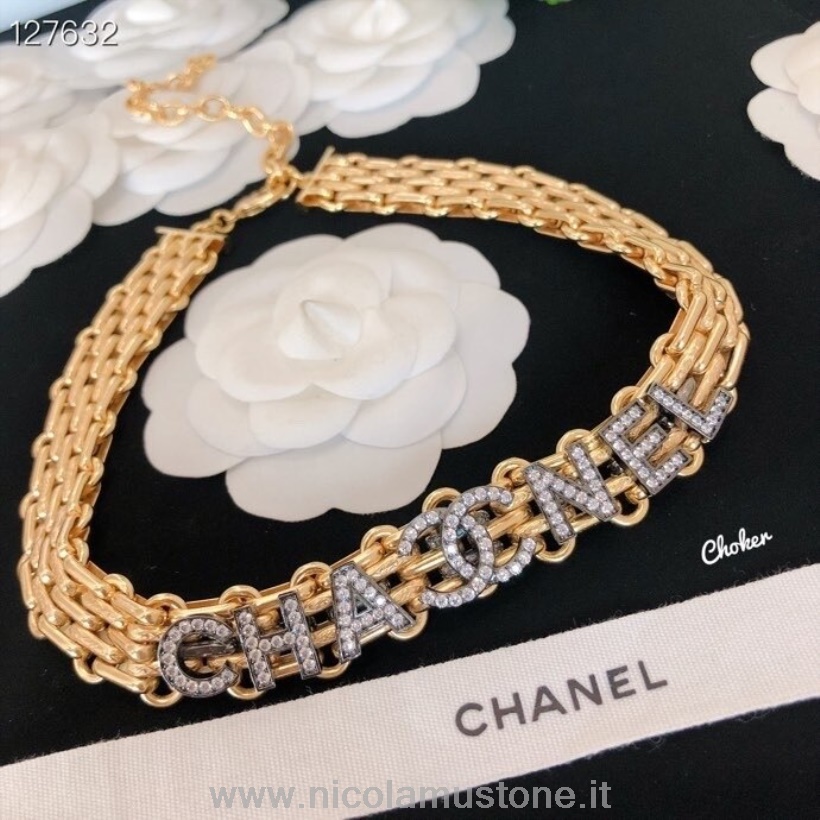 γνήσιας ποιότητας Chanel διακοσμημένο με κρύσταλλο Choker συλλογή φθινόπωρο/χειμώνας 2020 127632 χρυσό