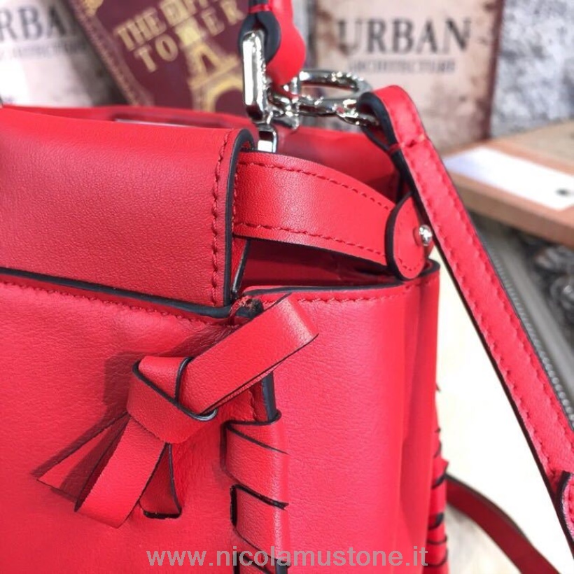 γνήσιας ποιότητας Fendi φιόγκοι Peekaboo τσάντα 24cm δέρμα μοσχαριού συλλογή άνοιξη/καλοκαίρι 2019 κόκκινο