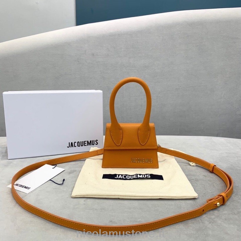 Original quality Jacquemus Le Chiquito Bag Grained Calfskin Leather Fall/Winter 2019 Collection Tan