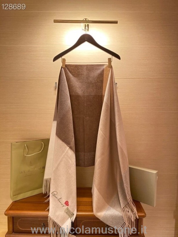 Original quality Burberry Patchwork Cashmere Shawl Scarf 200cm Fall/Winter 2020 Collection Beige/White