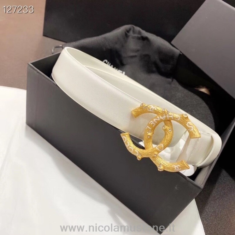 Original quality Chanel Waist Belt 3CM Gold Hardware Calfskin Leather Fall/Winter 2020 Collection White