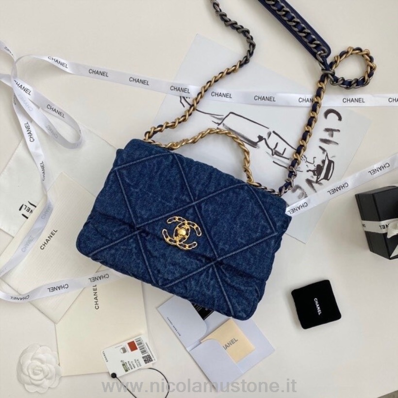 Original quality Chanel 19 Flap Bag 26cm Denim/Goatskin Leather Spring/Summer 2020 Collection Dark Blue