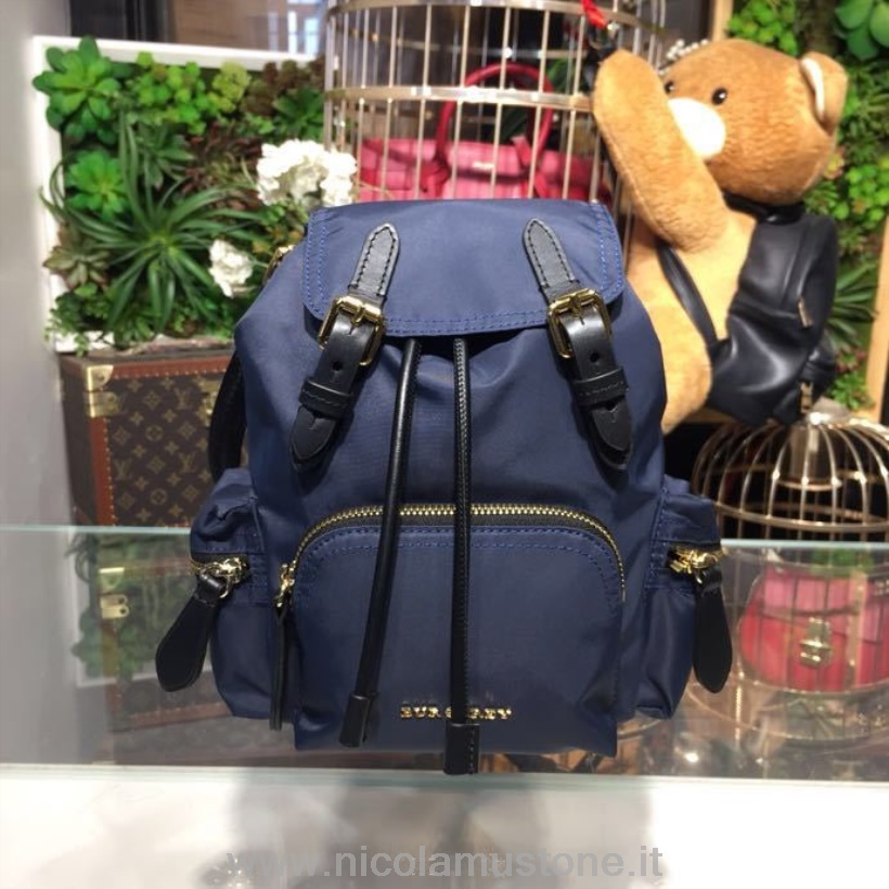 Original quality Burberry Rucksack Graffiti Backpack 22cm Technical Nylon/Leather Spring/Summer 2018 Collection Navy Blue