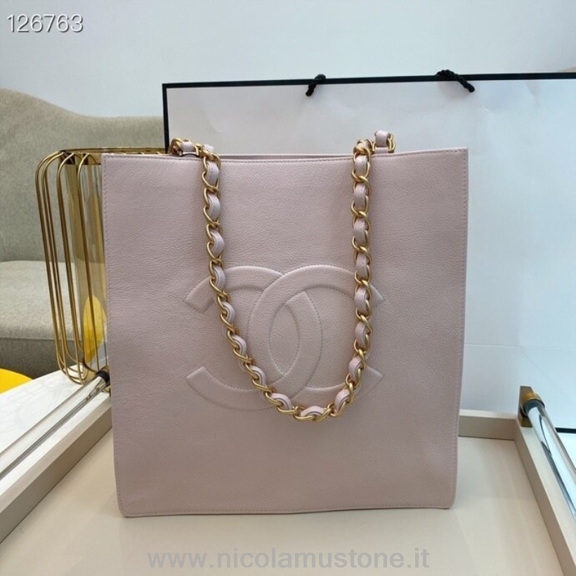 Original quality Chanel Vertical Shopping Tote Bag 32cm Aged Calfskin Leather Gold Hardware Fall/Winter 2020 Collection Lilac