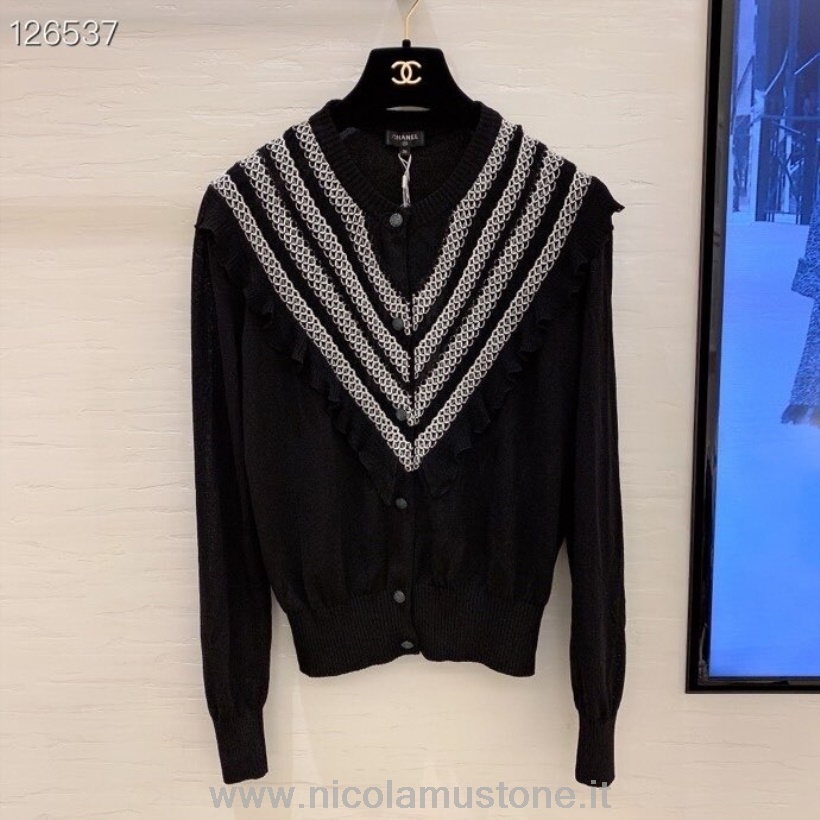 Original quality Chanel Cardigan Sweater Fall/Winter 2020 Collection Black/White