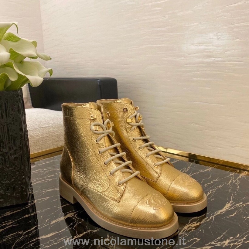 Original quality Chanel Ankle Boots Calfskin Leather Fall/Winter 2020 Collection Gold