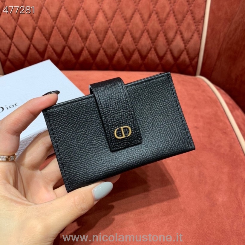 Original quality Christian Dior Cardholder 12cm Grained Calfskin Leather Spring/Summer 2021 Collection Black