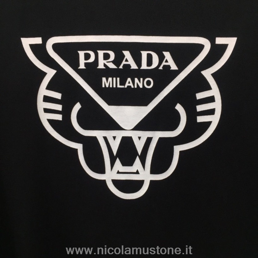 Original quality Prada Panther Short Sleeved T-Shirt Spring/Summer 2022 Collection Black