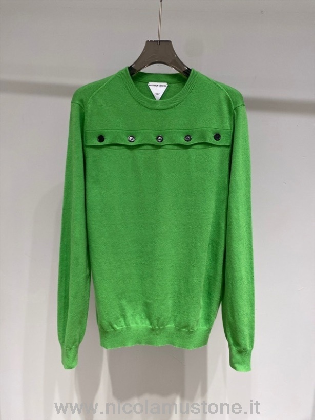 Original quality Bottega Veneta Fitted Button Knit Sweater Spring/Summer 2022 Collection Green
