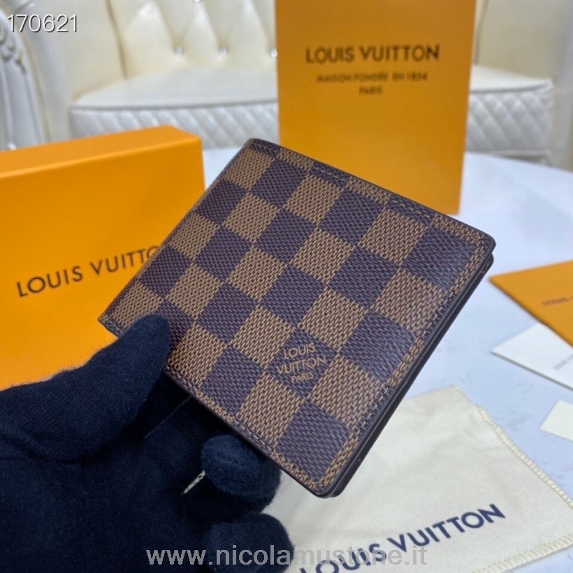 Original quality Louis Vuitton Slender Wallet 12cm Damier Ebene Canvas Spring/Summer 2020 Collection N64002 Brown