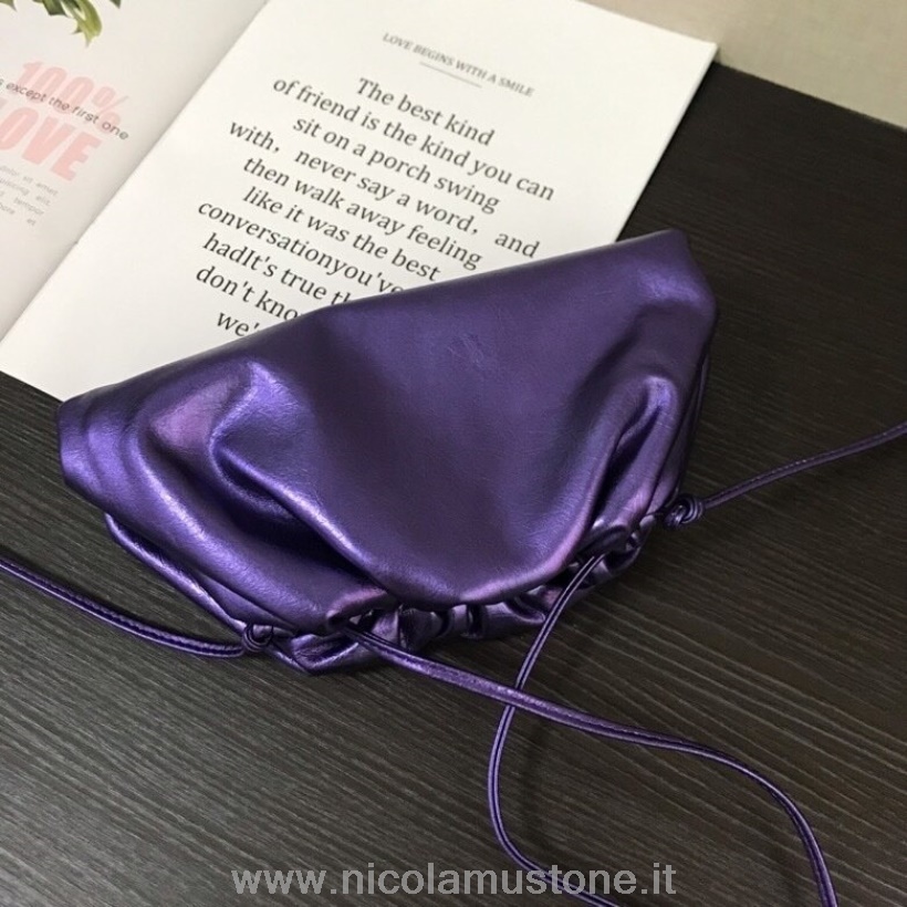 Original quality Bottega Veneta The Mini Pouch Shoulder Bag 22cm Calfskin Leather 2020 Spring/Summer Collection Metallic Purple