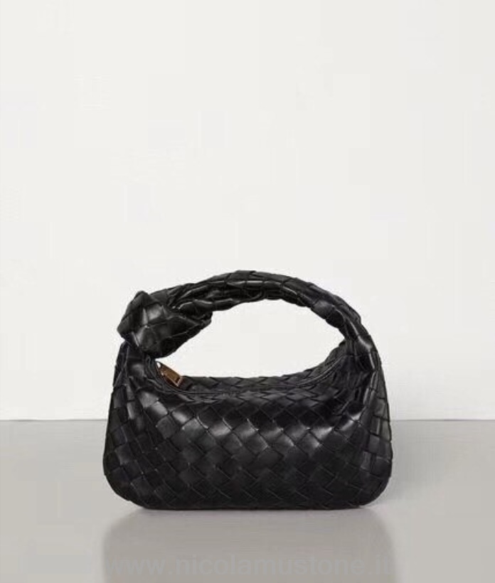 Original quality Bottega Veneta Woven Mini Jodie Bag 24cm Calfskin Leather 2020 Spring/Summer Collection Black