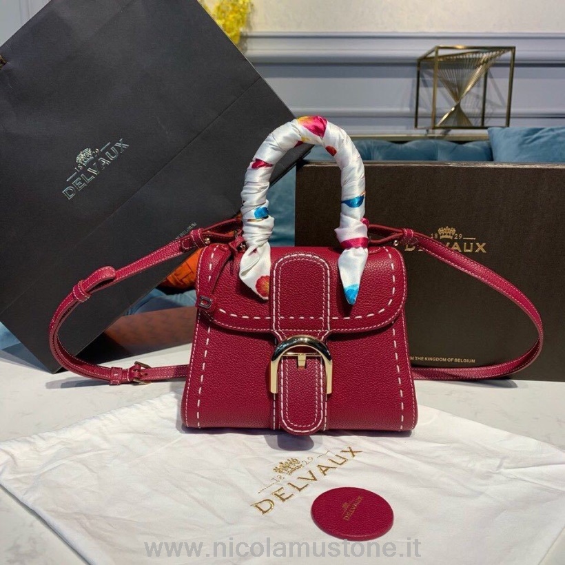 Original quality Delvaux Sellier Brillant BB Satchel Flap 20cm Bag Grained Calfskin Leather Gold Hardware Fall/Winter 2019 Collection Burgundy